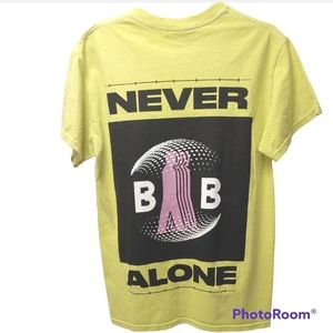 Blood Brother Neon Yellow Graphic Tee Never Alone Crewneck T-shirt Unisex XS Sm